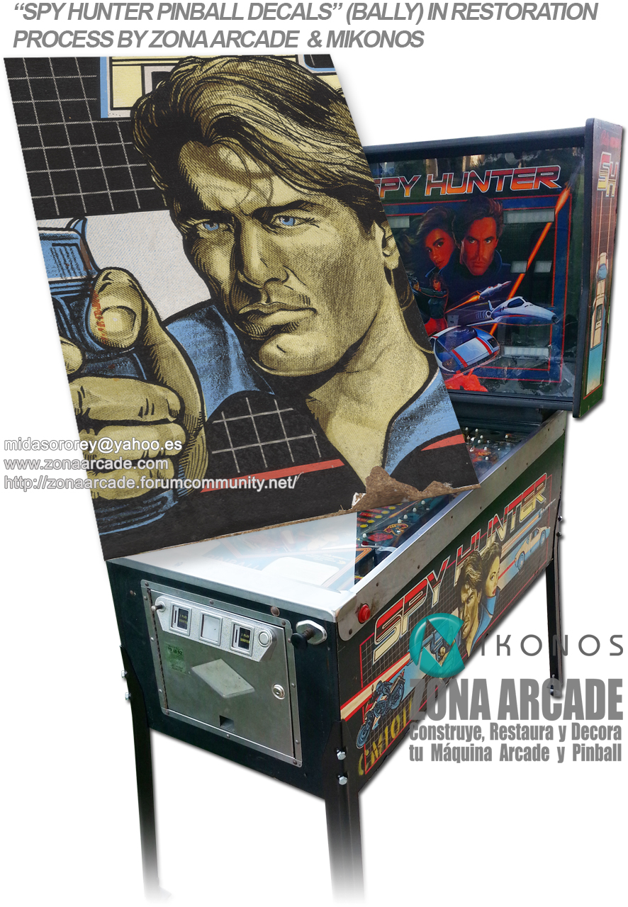 Tenemos "SPY HUNTER PINBALL DECALS" (BALLY) para restaurar en Zona Arcade